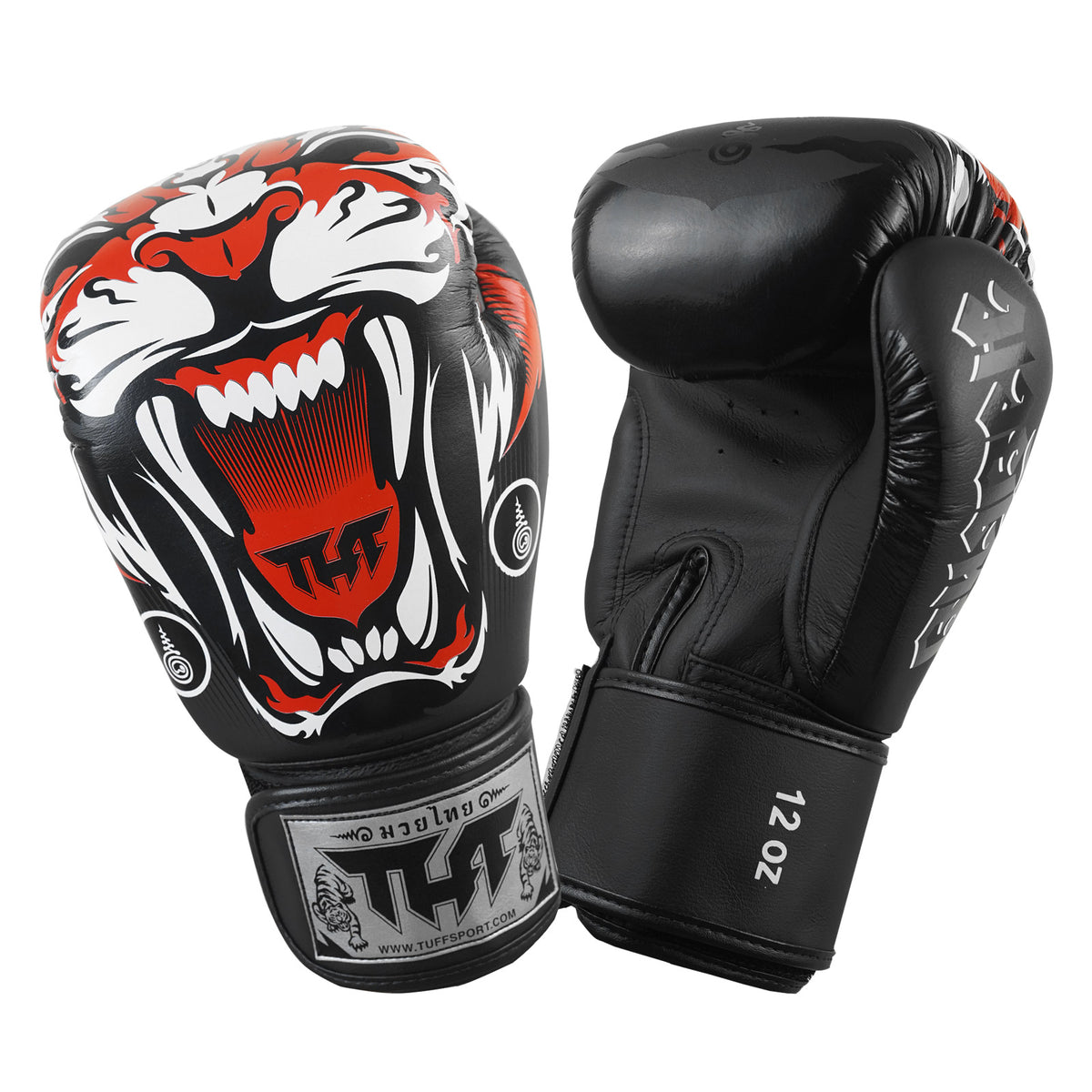 muay thai protective gear TUFF Muay Thai Boxing Black Tiger Gloves