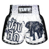TUFF Muay Thai Boxing Shorts New Retro Style "White War Elephant"