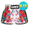 [Pre-Order] TUFF Kids Shorts White Retro Style Rose With Birds