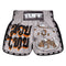 TUFF Muay Thai Boxing Shorts Retro Style Grey Hanuman Yantra with War Flag