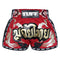 TUFF Muay Thai Boxing Shorts Retro Style Thai Kanok Yantra in Burgundy