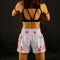 TUFF Muay Thai Boxing Shorts "White Birds and Roses Vintage Drawing"