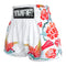 TUFF Muay Thai Boxing Shorts "White Birds and Roses Vintage Drawing"