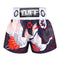 TUFF Muay Thai Boxing Shorts "Navy Blue Japanese Drawing Crane Birds"