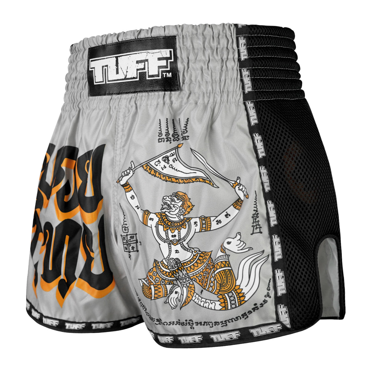 Cow Grey And White Print Pattern Muay Thai Boxing Shorts