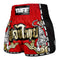 TUFF Muay Thai Boxing Shorts New Retro Style "Red Twin Tiger With Gold Text"