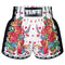 TUFF Muay Thai Boxing Shorts New Retro Style "White Rose With Birds"