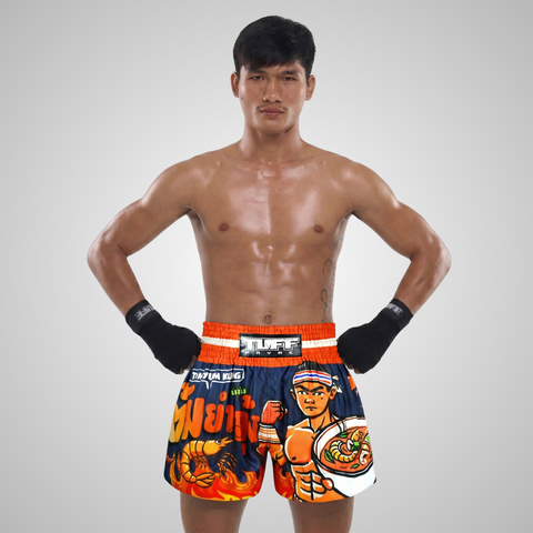 TUFFPAYAK Muay Thai Shorts Boxing Trunks Traditional Style (TPY-MS002-NVB)