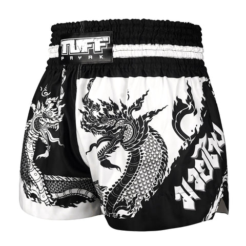 TUFFPAYAK Muay Thai Shorts Boxing Trunks Traditional Style (TPY-MS005-BLK)
