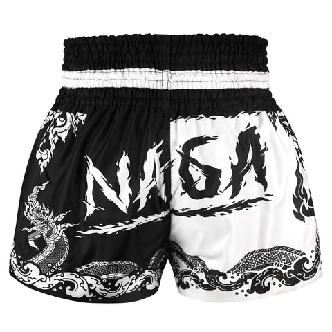 TUFFPAYAK Muay Thai Shorts Boxing Trunks Traditional Style (TPY-MS005-BLK)