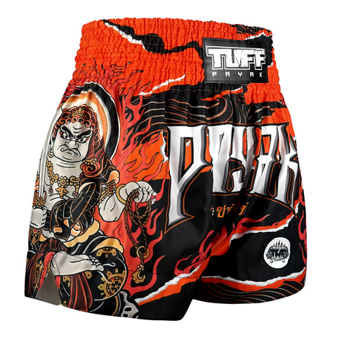 TUFFPAYAK Muay Thai Shorts Boxing Trunks Traditional Style (TPY-MS006-BLK)