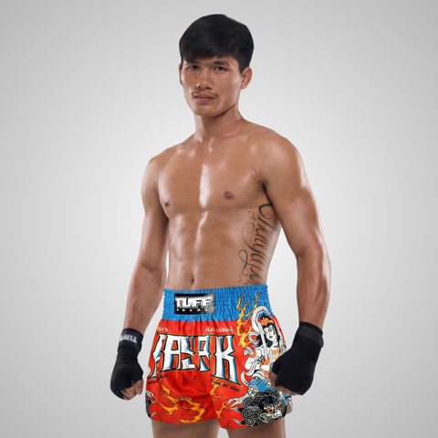 TUFFPAYAK Muay Thai Shorts Boxing Trunks Traditional Style (TPY-MS009-RED)