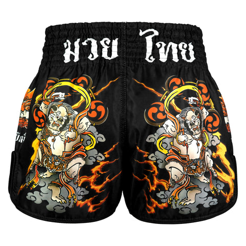 TUFFPAYAK Muay Thai Shorts Boxing Trunks Retro Style (TPY-RMS001-BLK)