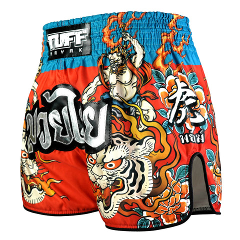 TUFFPAYAK Muay Thai Shorts Boxing Trunks Retro Style (TPY-RMS002-RED)