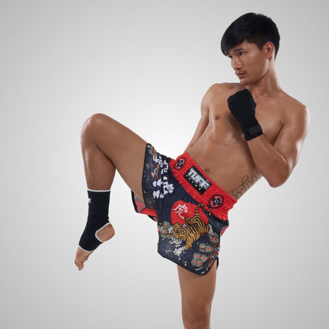 TUFFPAYAK Muay Thai Shorts Boxing Trunks Retro Style (TPY-RMS003-BLK)