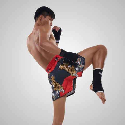 TUFFPAYAK Muay Thai Shorts Boxing Trunks Retro Style (TPY-RMS003-BLK)