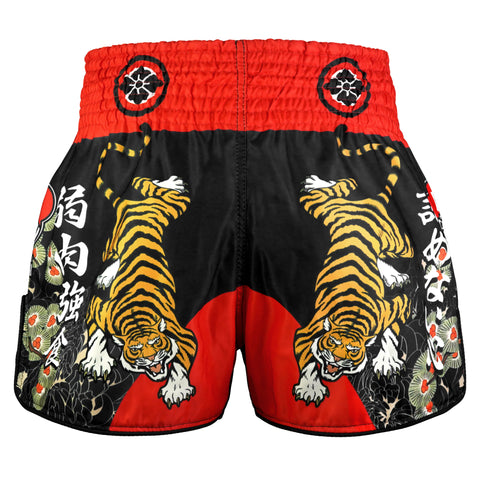 TUFFPAYAK Muay Thai Shorts Boxing Trunks Retro Style (TPY-RMS003-BLK)