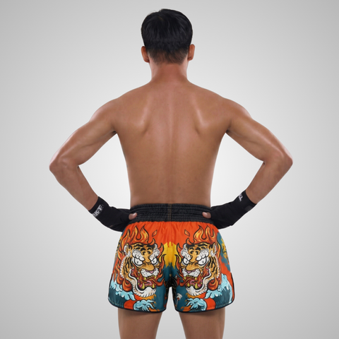 TUFFPAYAK Muay Thai Shorts Boxing Trunks Retro Style (TPY-RMS005-ORG)