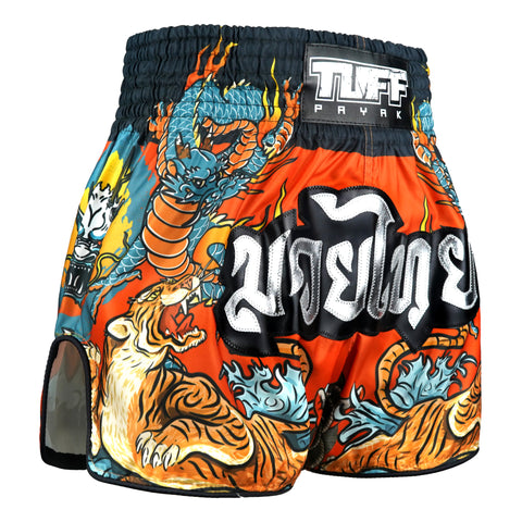 TUFFPAYAK Muay Thai Shorts Boxing Trunks Retro Style (TPY-RMS005-ORG)