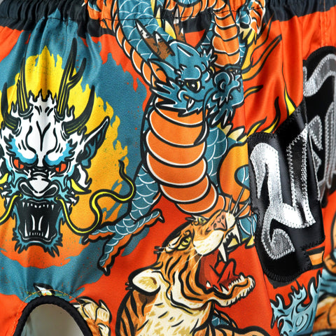 TUFFPAYAK Muay Thai Shorts Boxing Trunks Retro Style (TPY-RMS005-ORG)