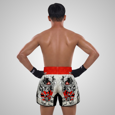 TUFFPAYAK Muay Thai Shorts Boxing Trunks Retro Style (TPY-RMS006-GRY)