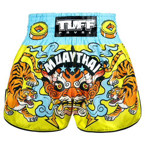TUFFPAYAK Muay Thai Shorts Boxing Trunks Retro Style (TPY-RMS007-YLW)