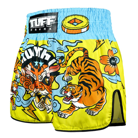 TUFFPAYAK Muay Thai Shorts Boxing Trunks Retro Style (TPY-RMS007-YLW)