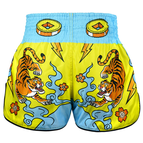 TUFFPAYAK Muay Thai Shorts Boxing Trunks Retro Style (TPY-RMS007-YLW)