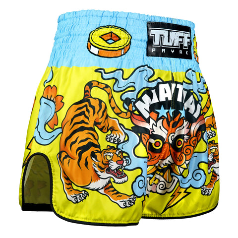 TUFFPAYAK Muay Thai Shorts Boxing Trunks Retro Style (TPY-RMS007-YLW)