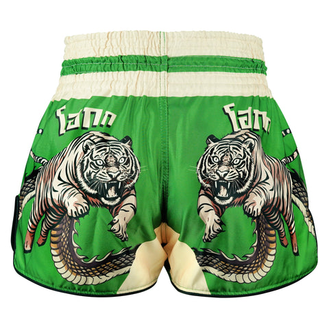 TUFFPAYAK Muay Thai Shorts Boxing Trunks Retro Style (TPY-RMS010-GRN)