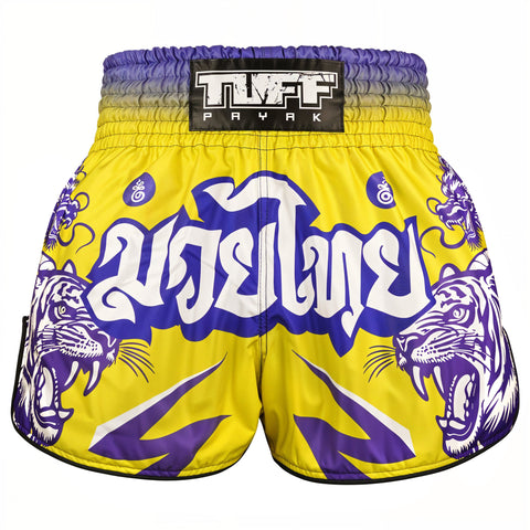TUFFPAYAK Muay Thai Shorts Boxing Trunks Retro Style (TPY-RMS011-YLW)