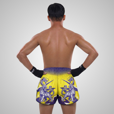 TUFFPAYAK Muay Thai Shorts Boxing Trunks Retro Style (TPY-RMS011-YLW)
