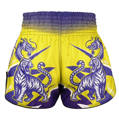 TUFFPAYAK Muay Thai Shorts Boxing Trunks Retro Style (TPY-RMS011-YLW)