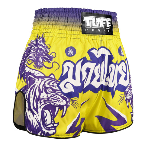 TUFFPAYAK Muay Thai Shorts Boxing Trunks Retro Style (TPY-RMS011-YLW)