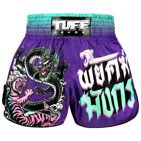 TUFFPAYAK Muay Thai Shorts Boxing Trunks Retro Style (TPY-RMS012-PUR)
