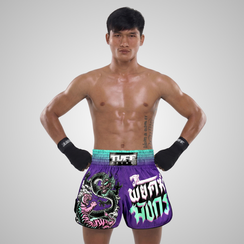 TUFFPAYAK Muay Thai Shorts Boxing Trunks Retro Style (TPY-RMS012-PUR)