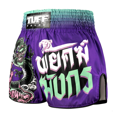 TUFFPAYAK Muay Thai Shorts Boxing Trunks Retro Style (TPY-RMS012-PUR)