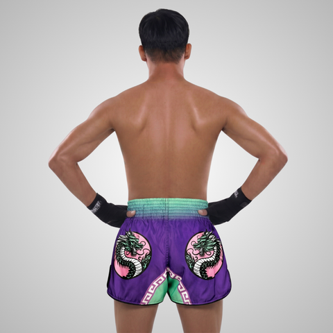 TUFFPAYAK Muay Thai Shorts Boxing Trunks Retro Style (TPY-RMS012-PUR)