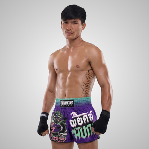 TUFFPAYAK Muay Thai Shorts Boxing Trunks Retro Style (TPY-RMS012-PUR)