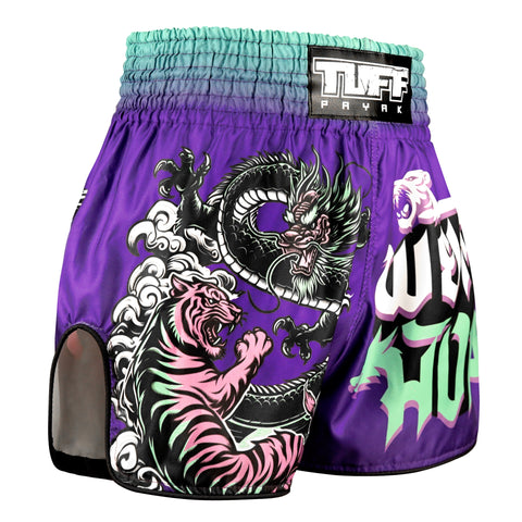 TUFFPAYAK Muay Thai Shorts Boxing Trunks Retro Style (TPY-RMS012-PUR)