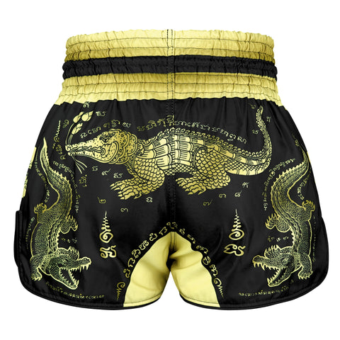 TUFFPAYAK Muay Thai Shorts Boxing Trunks Retro Style (TPY-RMS013-BLK)