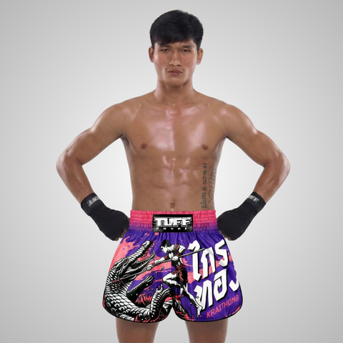 TUFFPAYAK Muay Thai Shorts Boxing Trunks Retro Style (TPY-RMS015-PUR)