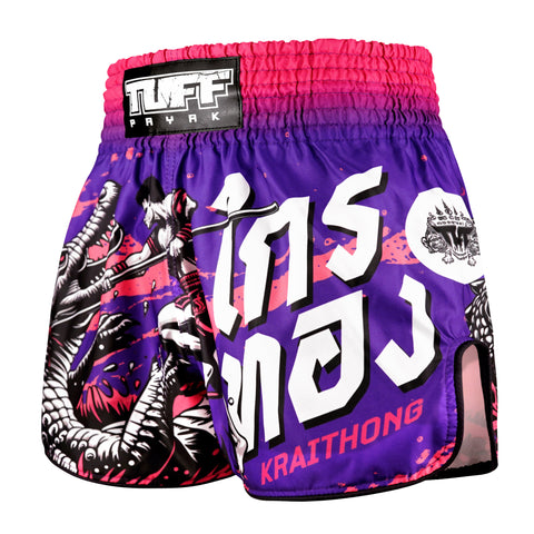 TUFFPAYAK Muay Thai Shorts Boxing Trunks Retro Style (TPY-RMS015-PUR)