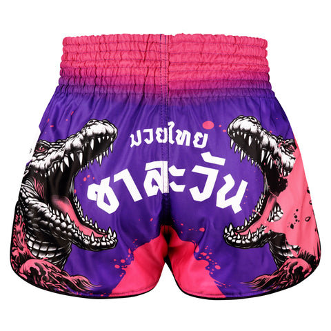 TUFFPAYAK Muay Thai Shorts Boxing Trunks Retro Style (TPY-RMS015-PUR)