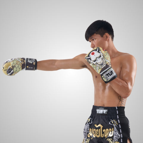 TUFF Muay Thai Boxing White Oni Gloves