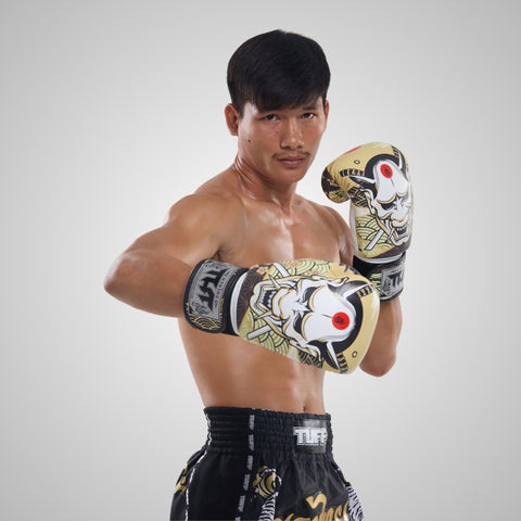 TUFF Muay Thai Boxing White Oni Gloves