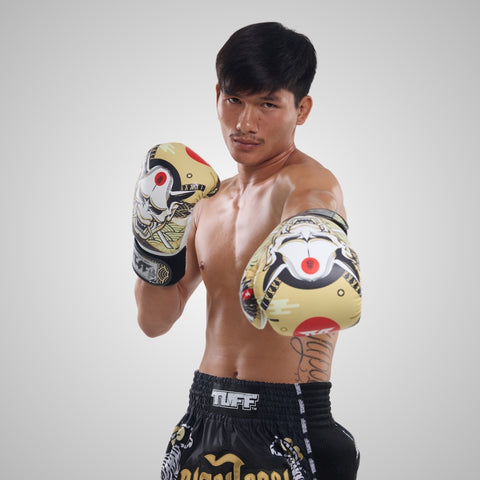 TUFF Muay Thai Boxing White Oni Gloves