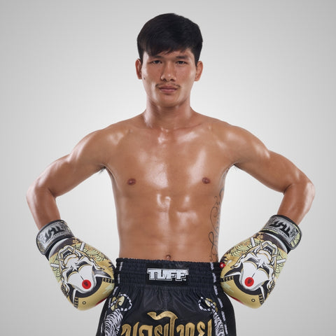 TUFF Muay Thai Boxing White Oni Gloves
