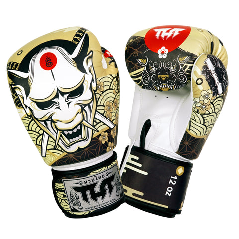 TUFF Muay Thai Boxing White Oni Gloves