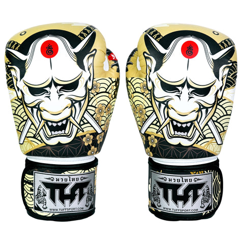 TUFF Muay Thai Boxing White Oni Gloves